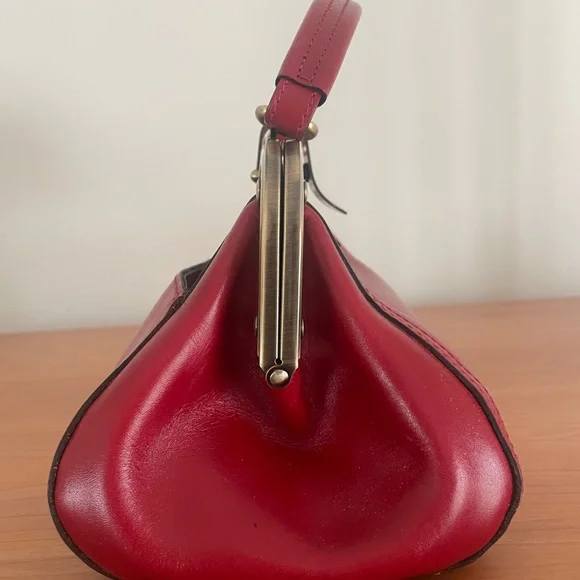 Patricia Nash Red Leather Clutch with Gold Accents - Picture 4 of 11